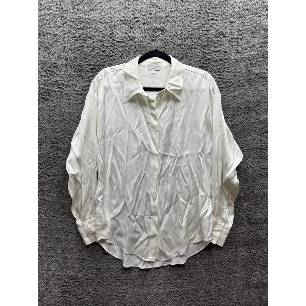 Iris & Ink T732VS Bulgaria Button-Down Long Sleeve Blouse Ivory Womens Size 12